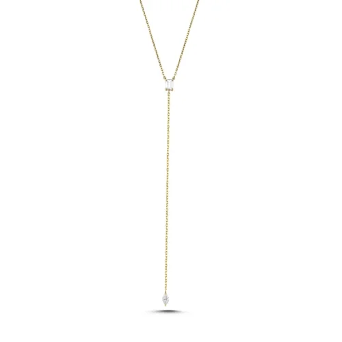Safir Mücevher - Only One Diamond Design Necklace - V