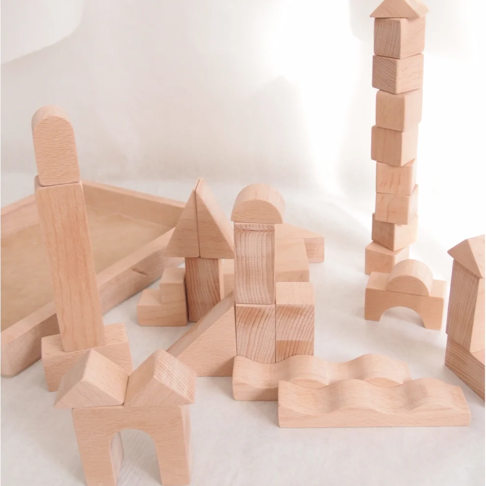 Oyuncu Kunduz Oyuncak - Wooden Blocks Set 34 Pieces Puzzle