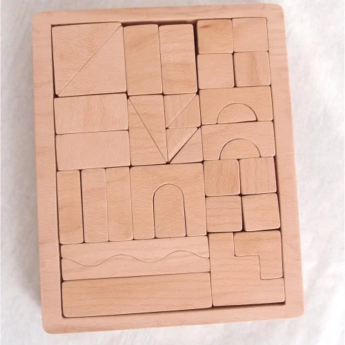 Oyuncu Kunduz Oyuncak - Ahşap Blok Set 34 Parça Puzzle