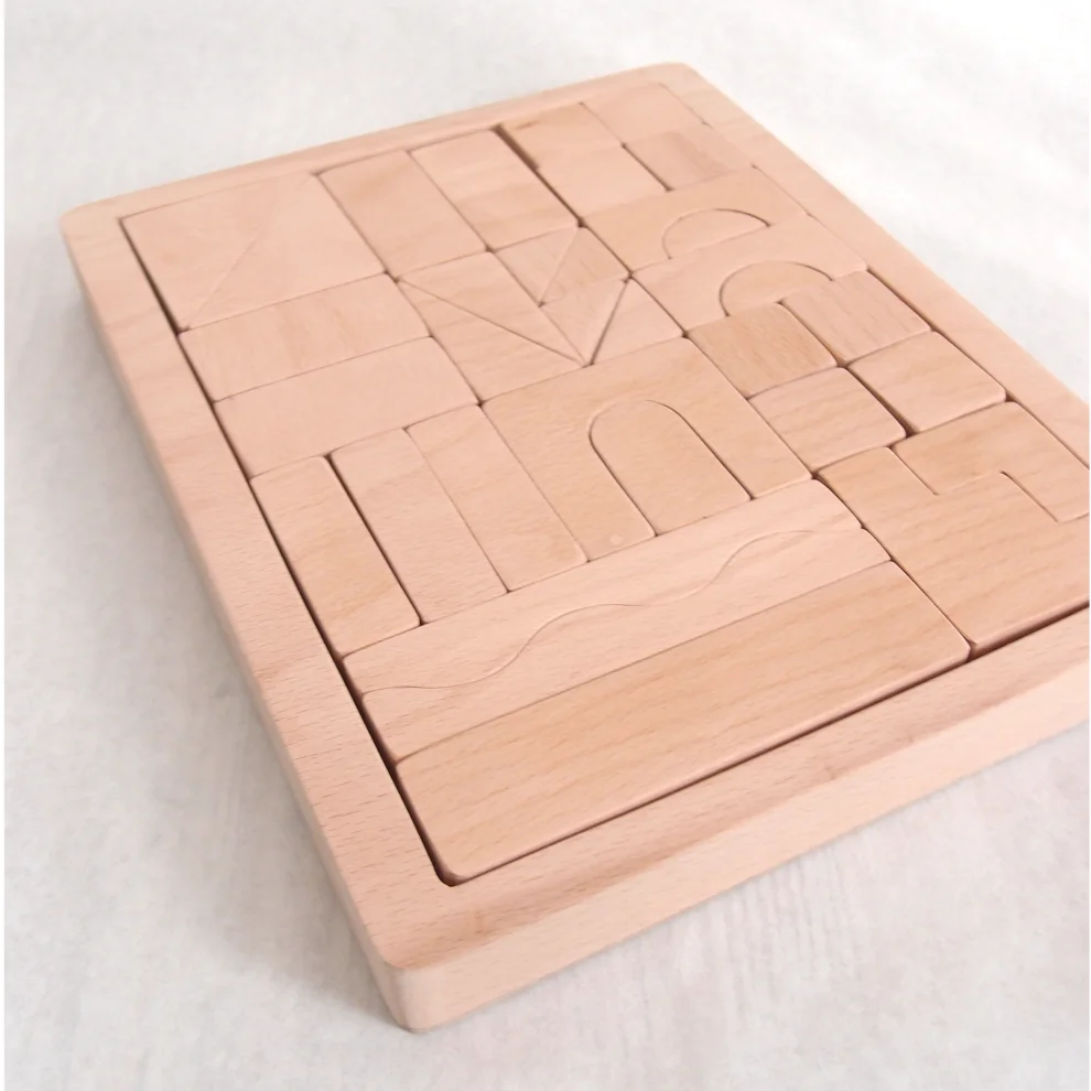 Oyuncu Kunduz Oyuncak - Wooden Blocks Set 34 Pieces Puzzle