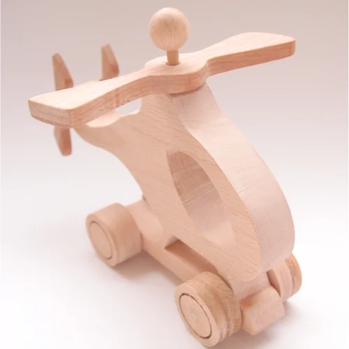 Oyuncu Kunduz Oyuncak - Wooden Helicopter With Wheels Toy