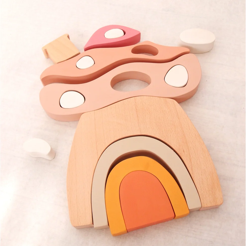 Oyuncu Kunduz Oyuncak - Wooden Mushroom House Toy