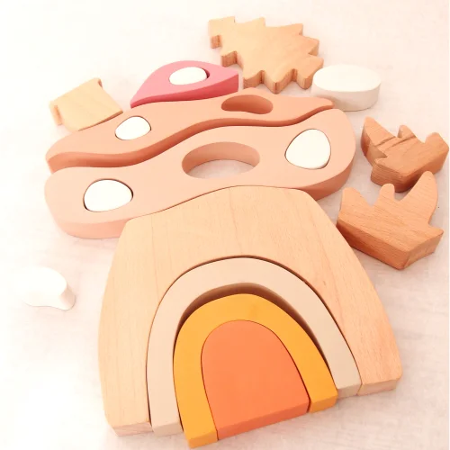 Oyuncu Kunduz Oyuncak - Wooden Mushroom House Toy