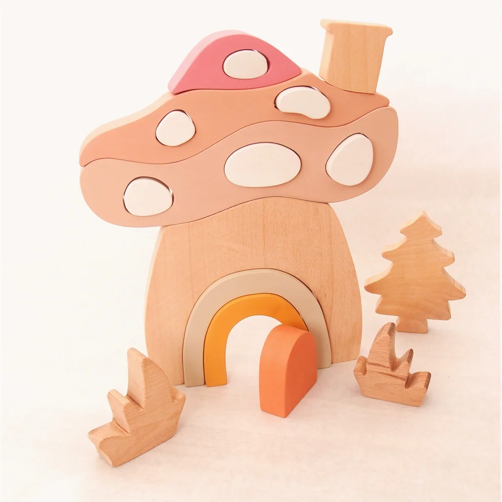 Oyuncu Kunduz Oyuncak - Wooden Mushroom House Toy