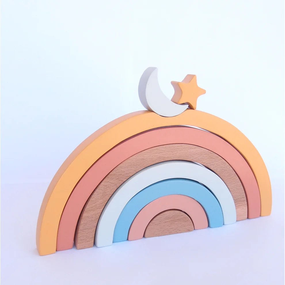 Oyuncu Kunduz Oyuncak - Star And Moon  Rainbow Wooden Puzzle
