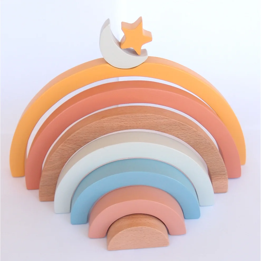 Oyuncu Kunduz Oyuncak - Star And Moon  Rainbow Wooden Puzzle