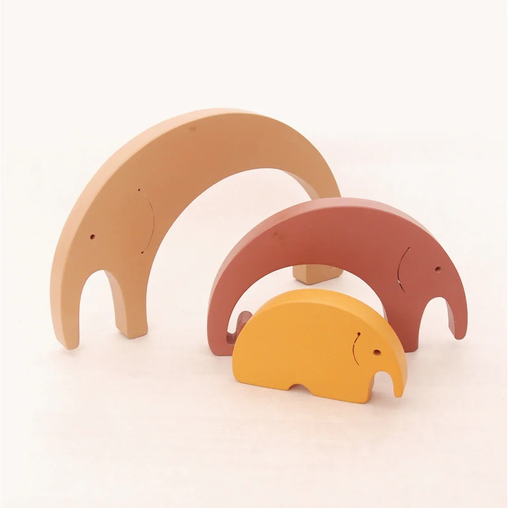 Oyuncu Kunduz Oyuncak - Elephant Family Wooden Puzzle