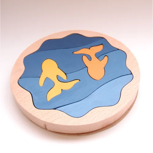 Oyuncu Kunduz Oyuncak - Two Fish In A Lake Wooden Puzzle