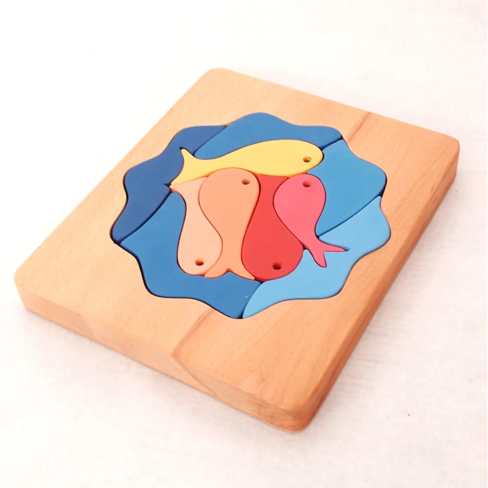 Oyuncu Kunduz Oyuncak - Five Fish In A Lake Wooden Puzzle