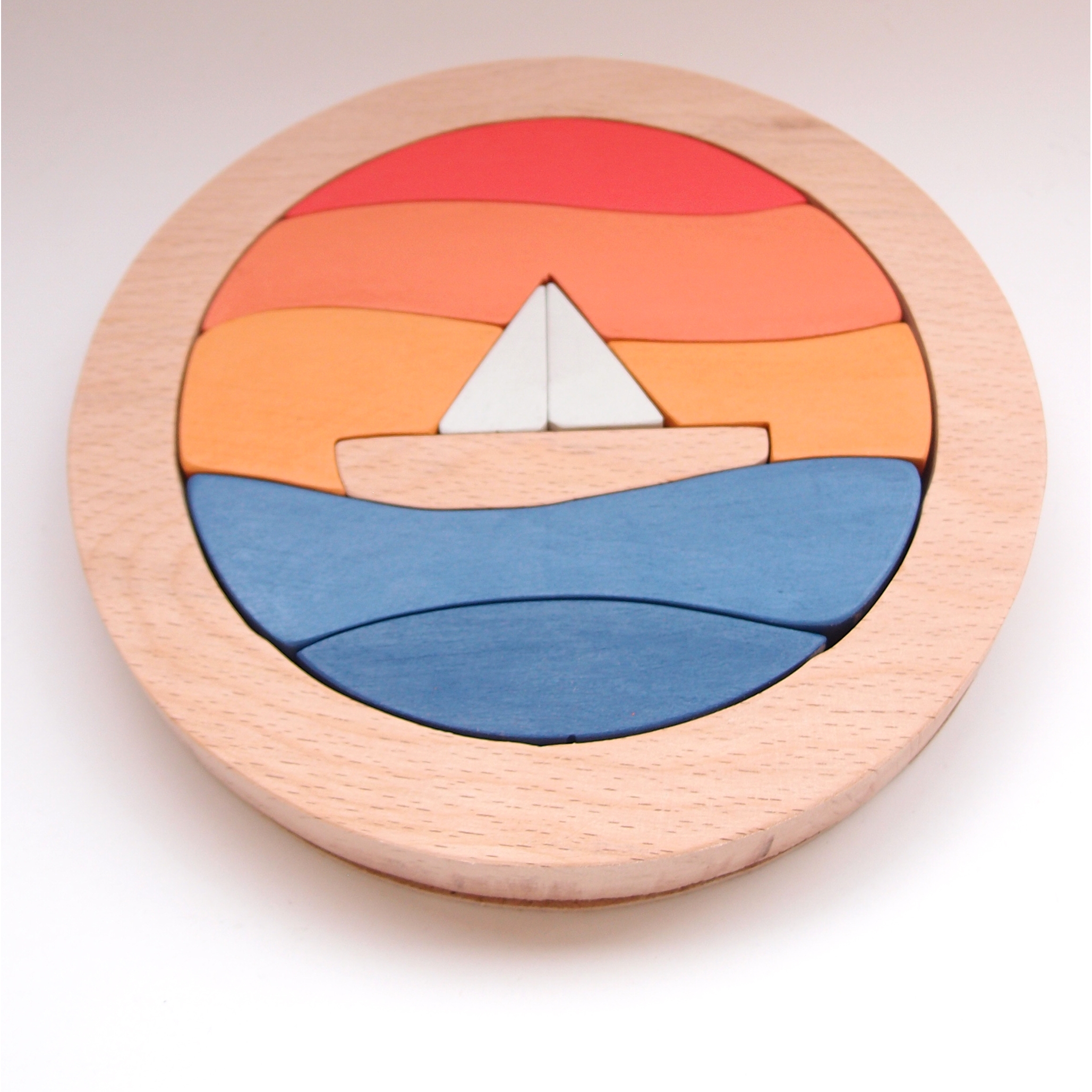 Round Sailboat Wooden Puzzle