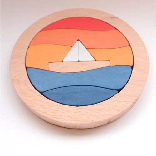 Oyuncu Kunduz Oyuncak - Round Sailboat Wooden Puzzle