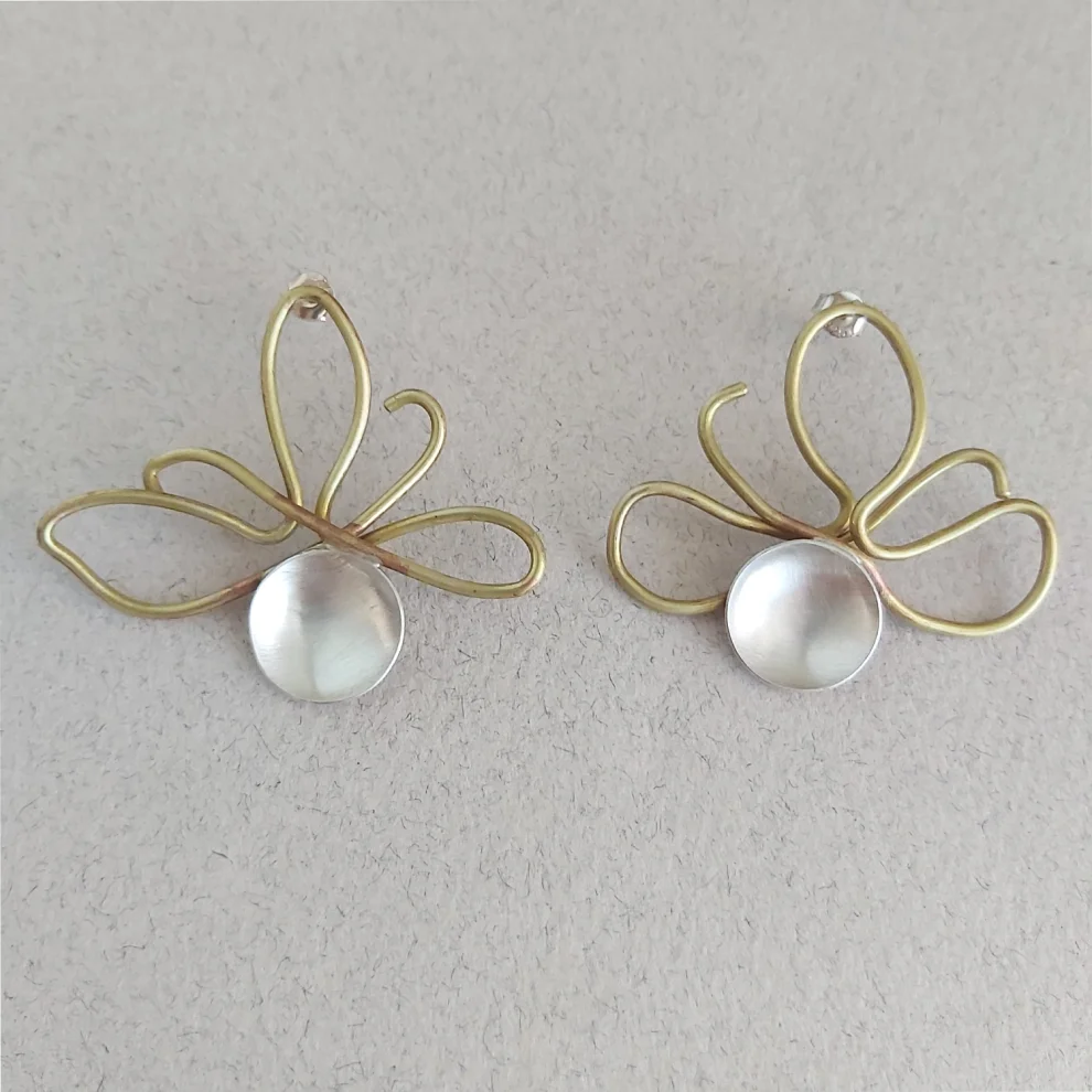 POJWoman by Pelin Özerson - Flower Silver Earrings