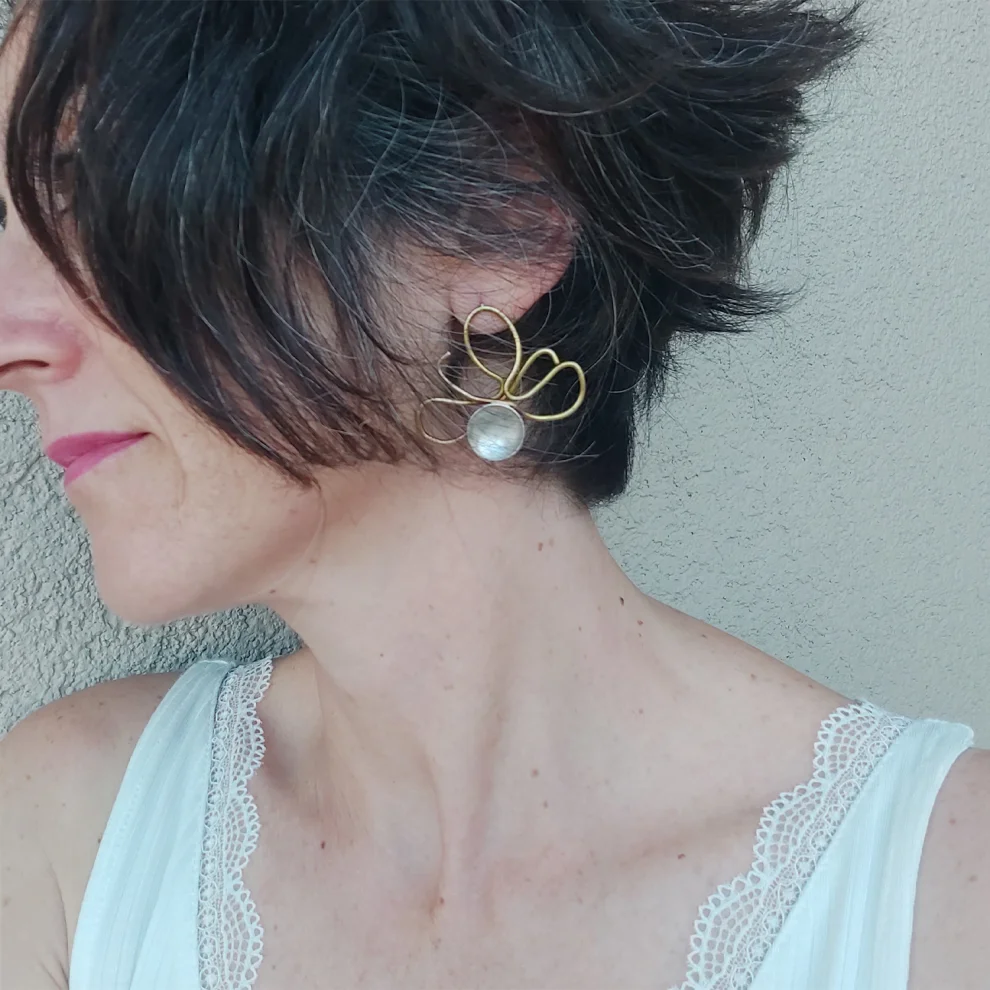 POJWoman by Pelin Özerson - Flower Silver Earrings