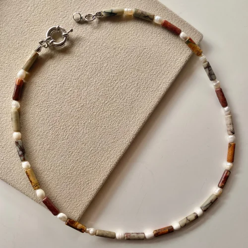 Beany Beady - Jasper Natural Pearl Necklace