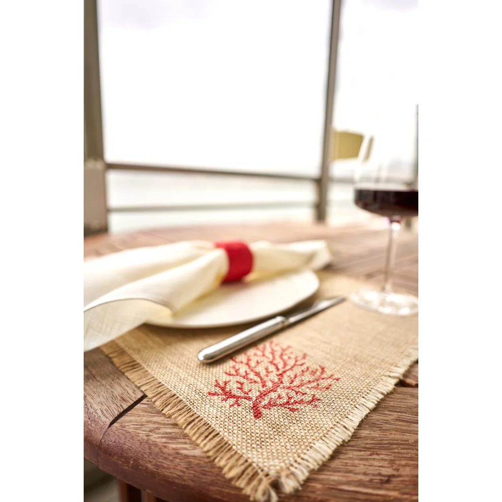 MELINO HOME - Coral Printed Jute Placemat Set Of 4