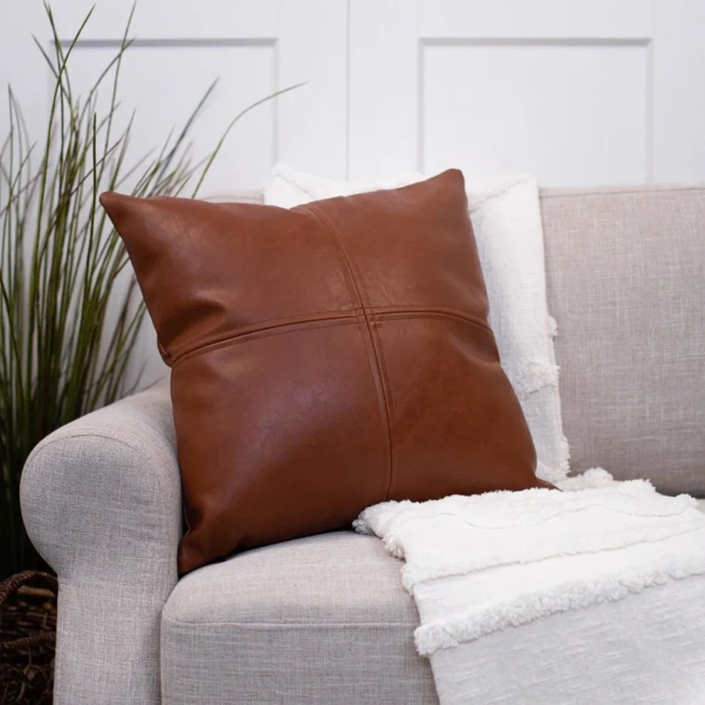 Modabilya - Mossel Square Stitched Leather Pillow