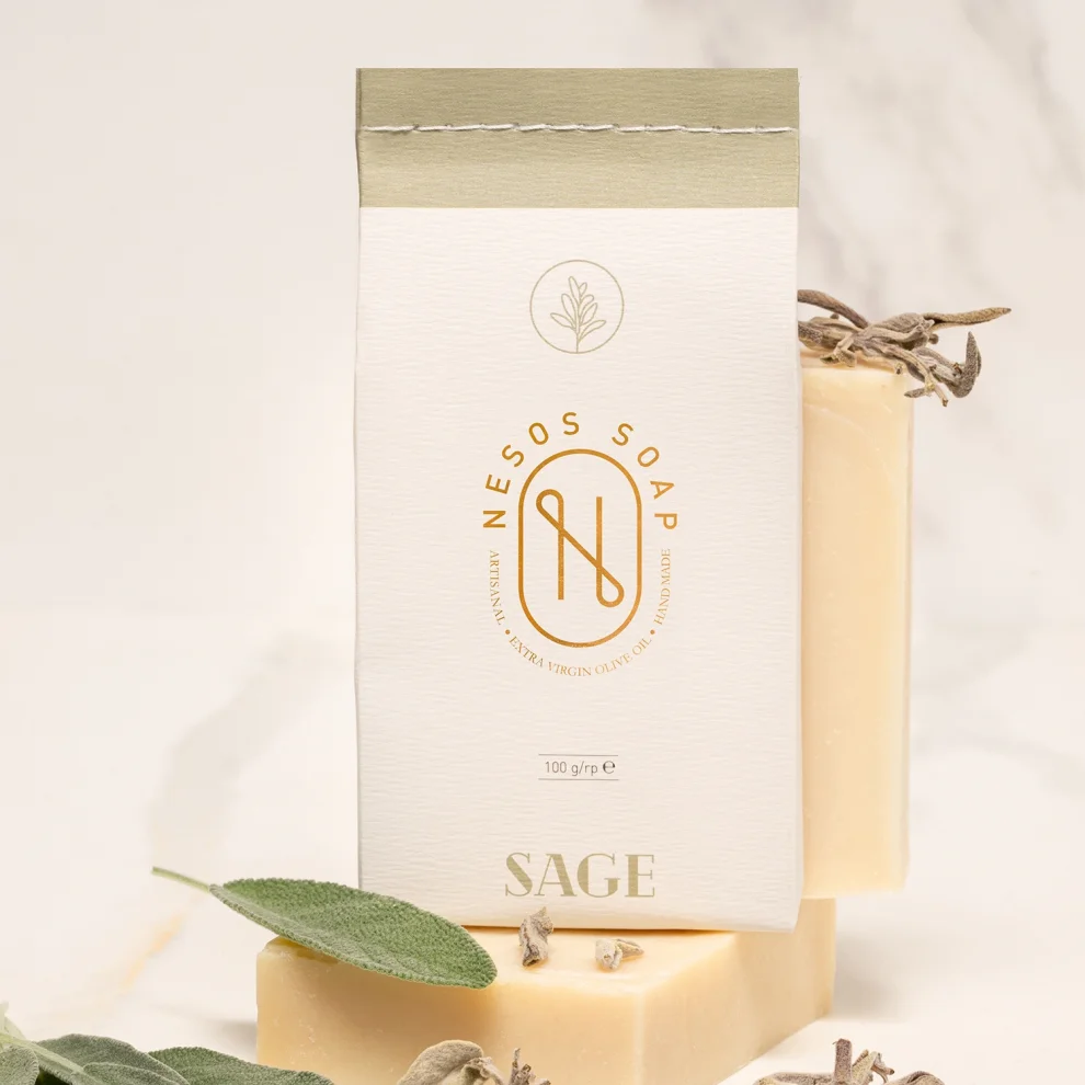 Nesos Soap - Handmade Natural Sage Hair And Hand Soap