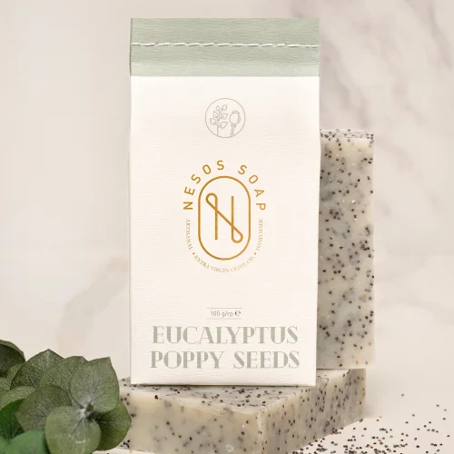 Nesos Soap - Handmade Natural Eucalyptus & Poppy Seeds Hair And Hand Soap