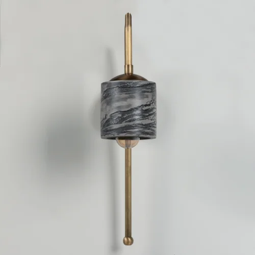 Womodesign - Marble Textured Bronze Metal Detail Cylinder Sconce