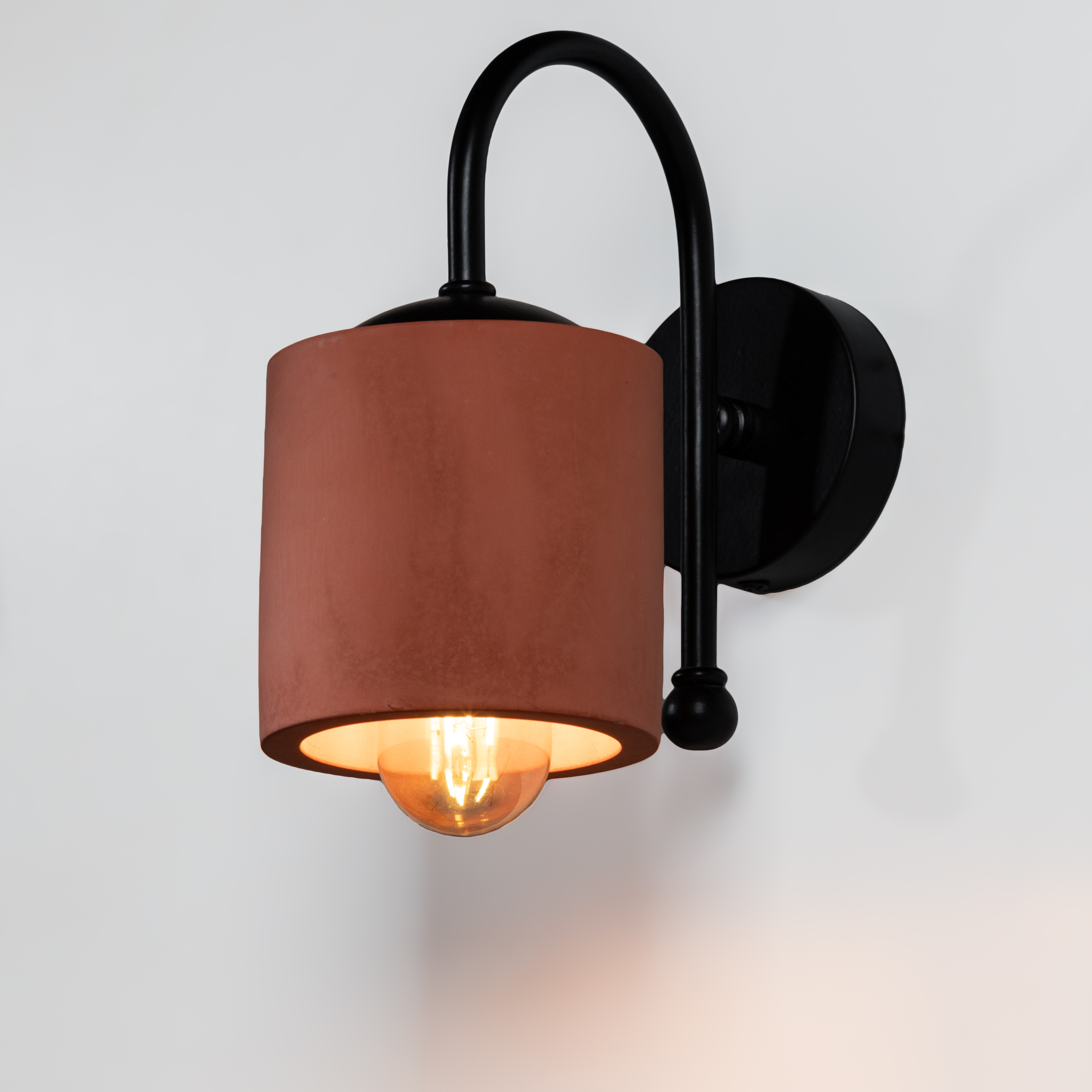 Terracotta Metal Detail Cylinder Sconce