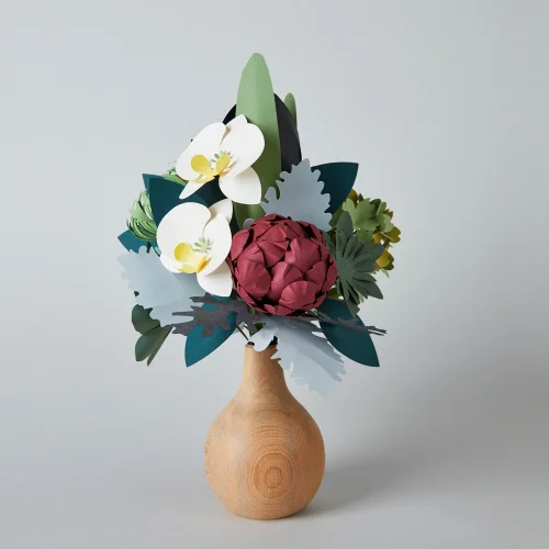 A Ne Hoş - Fikret Bouquet With Wooden Vase