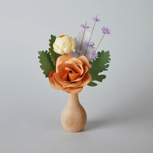 A Ne Hoş - Caramel Bouquet With Wooden Vase