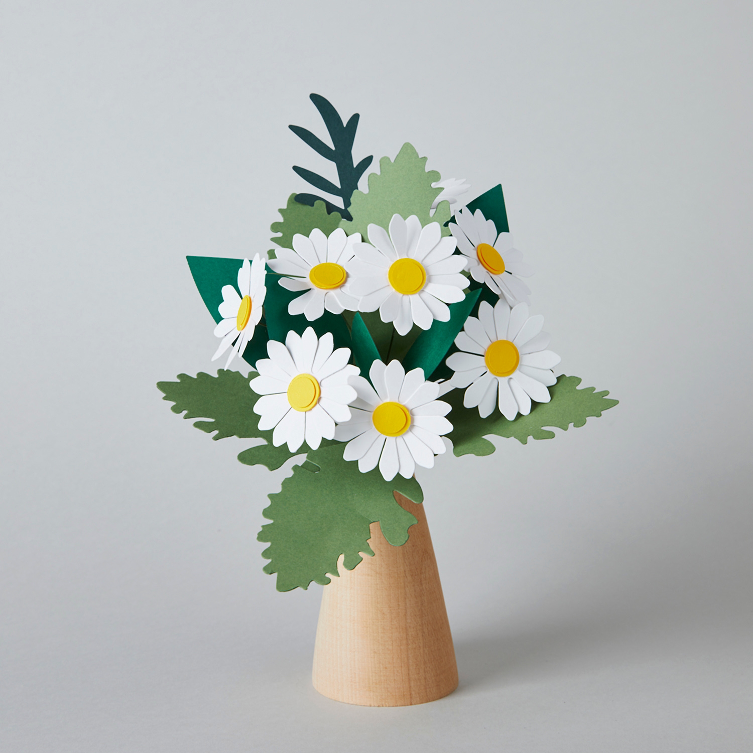 Minty Bouquet With Wooden Vase