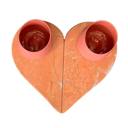 Thinstone - Marble Heart Cup Set Of 2