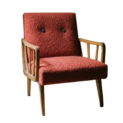 22 Maggio Istanbul - Lana Wool Boucle Handmade Distressed Wood Armchair