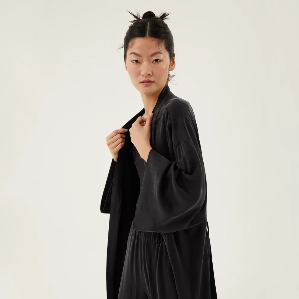 Black 2024 maxi kimono