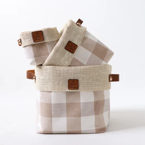 Bird Design - Plaidlove Series 3-piece Fabric Organizer & Pot Cover Set