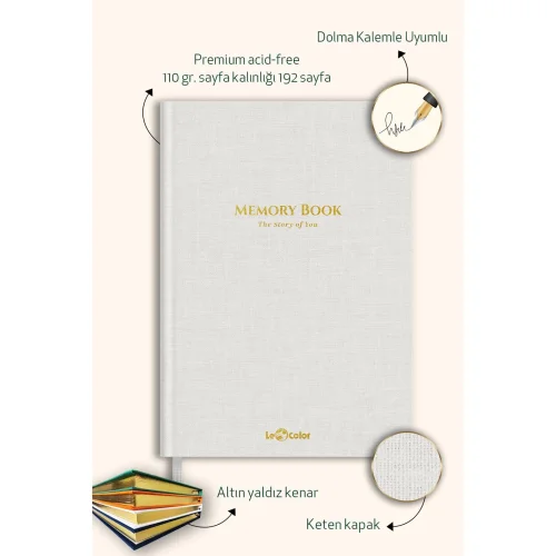 Lecolor - Memory Book Linen Memory Book Gold Edged Memory Album