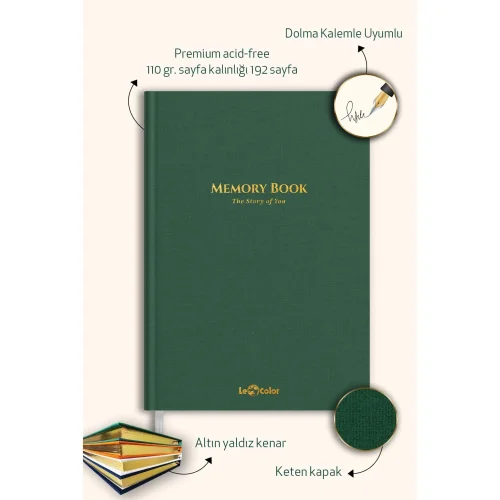 Lecolor - Memory Book Linen Memory Book Gold Edged Memory Album