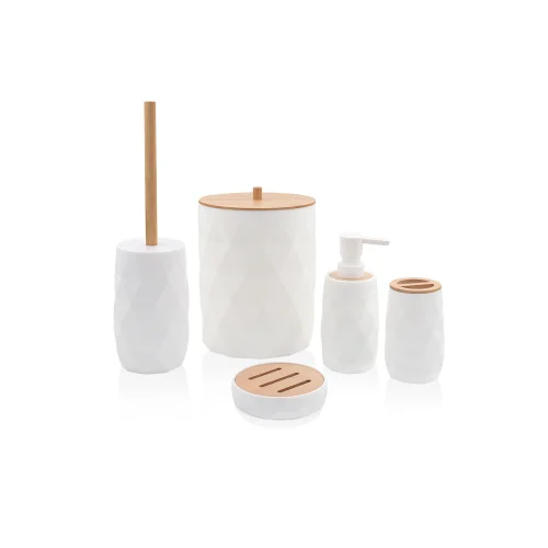 The Mia - Bathroom Set With Bamboo Cover 5 Pieces