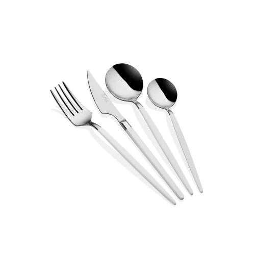 The Mia - Isla Fork Cutlery Knife Set Silver White 24 Pieces
