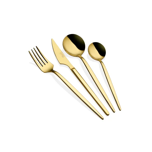The Mia - Isla Fork Cutlery Knife Set Gold 24 Pieces