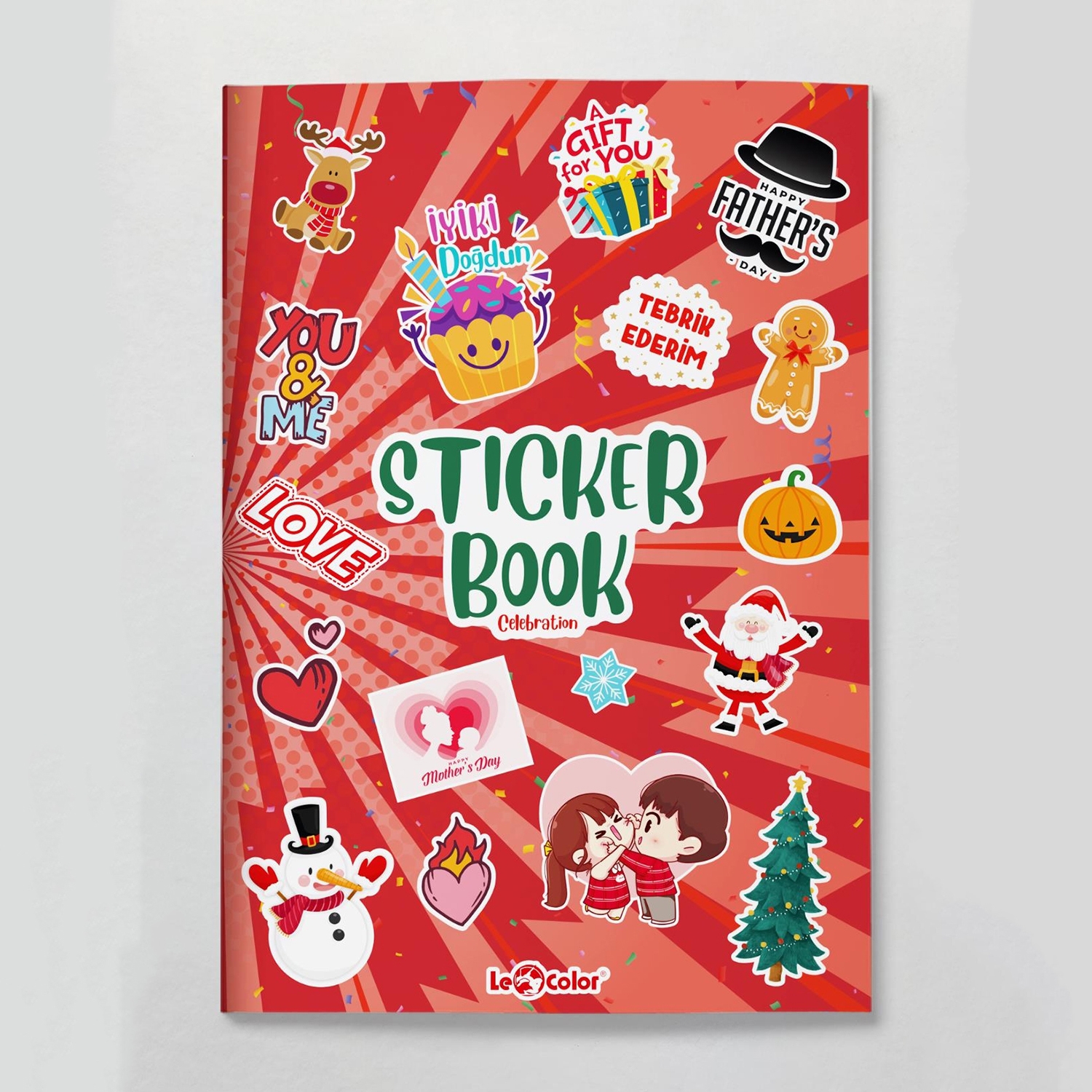 Lecolor - Sticker Book Celebration Special Day Label Series Red