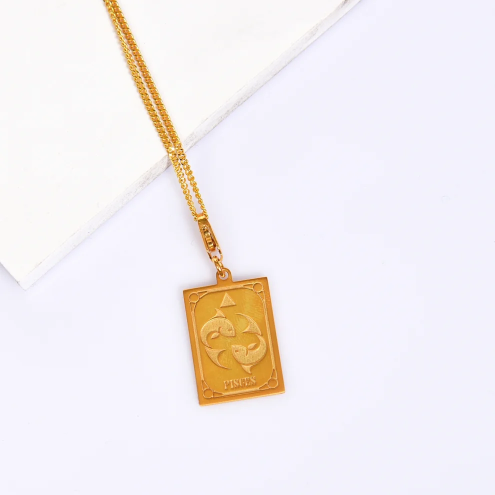 Golden Days Ahead Pisces Zodiac Sign Necklace hipicon