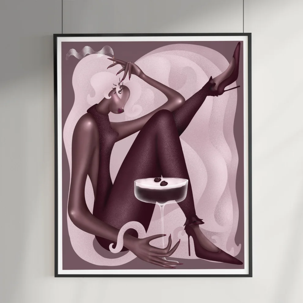 DenoTimo Illustrations - Just A Girl Who Loves Espresso Martini Print