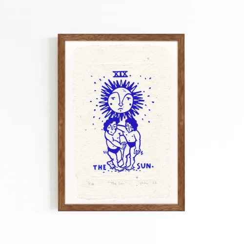 Çaçiçakaduz - The Sun Limba Wood Framed Lino Print