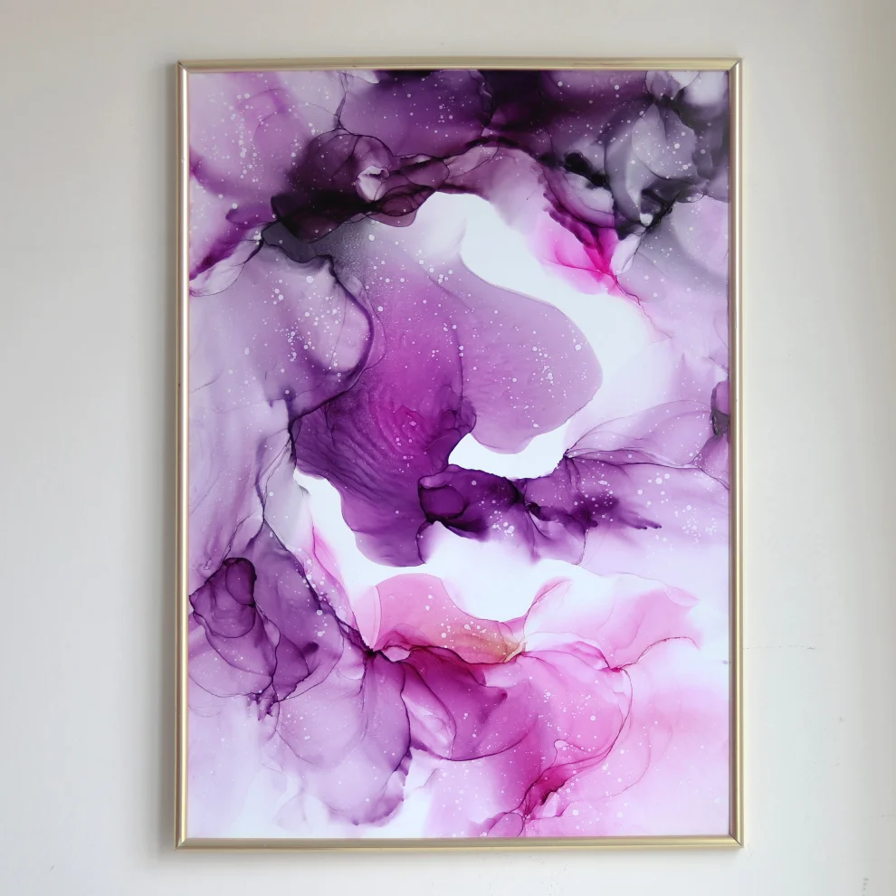 Anastasha Ozlu - Purple Smoke Original Alcohol Ink Art