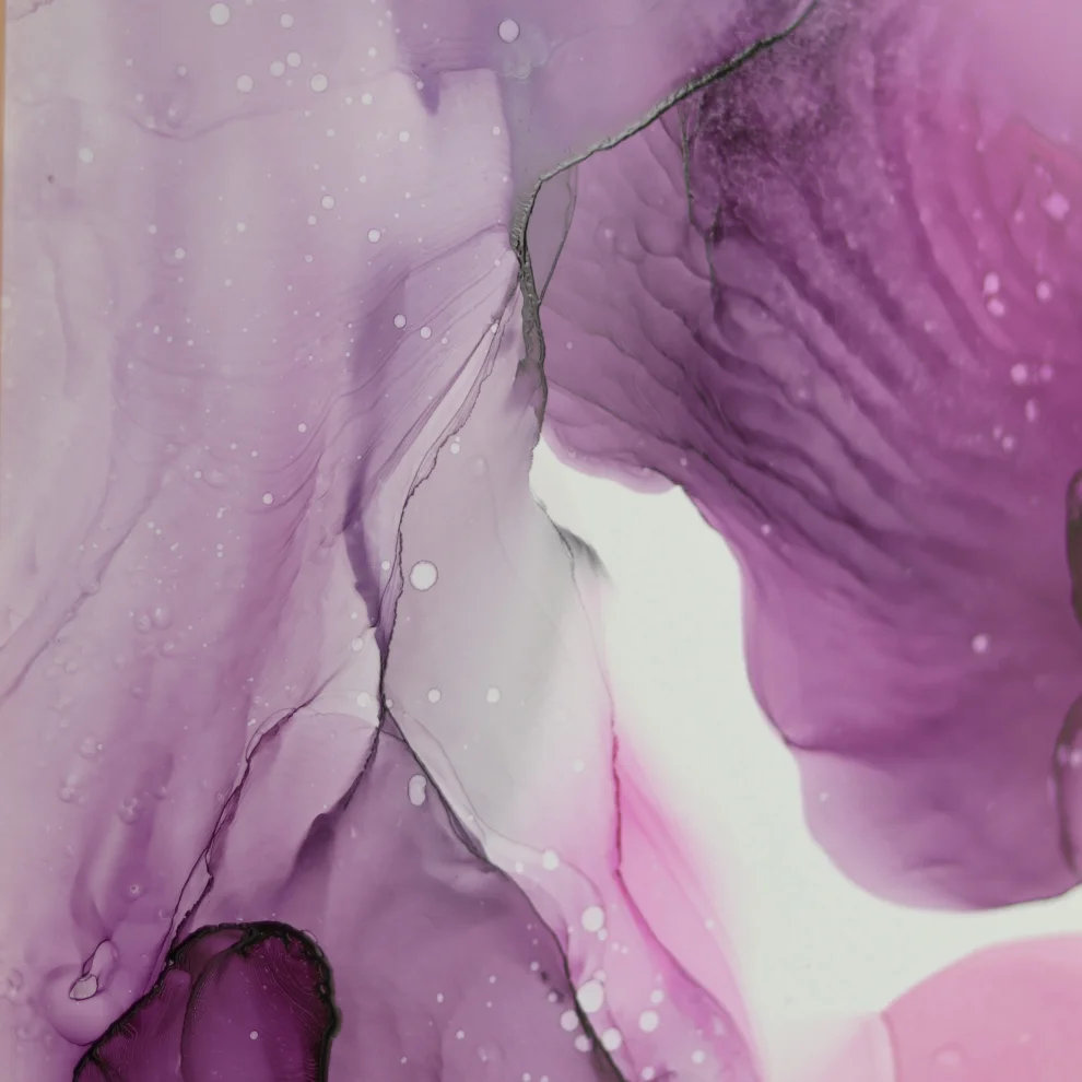 Anastasha Ozlu - Purple Smoke Original Alcohol Ink Art