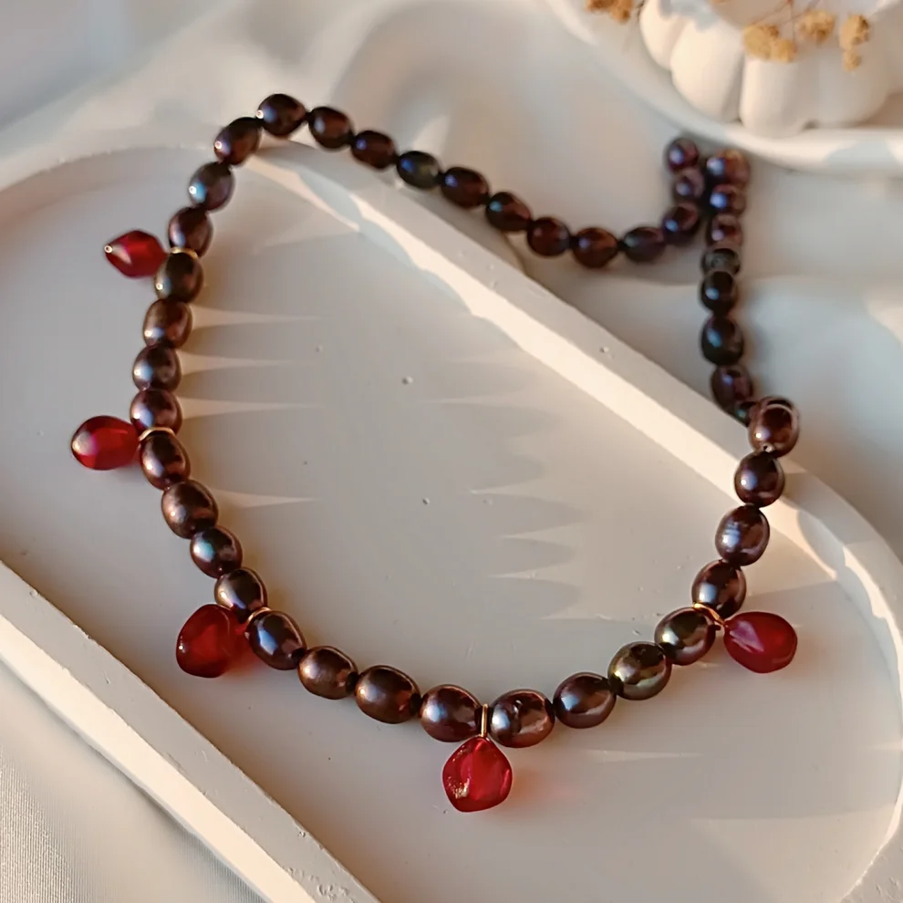 Kadriye Camcı - Pearl- Pomegranate Choker Necklace