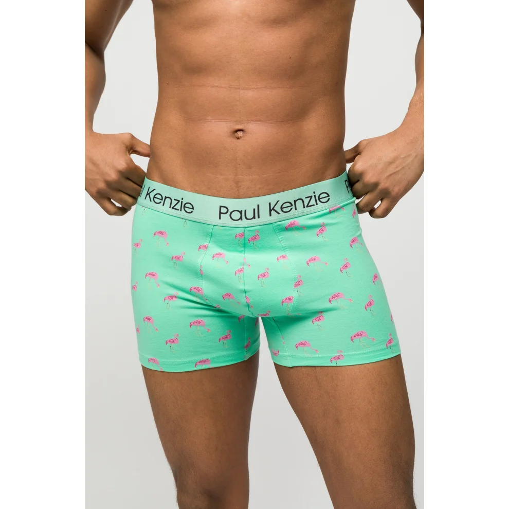 Paul Kenzie - Desenli Erkek Boxer - Couple Collection Pink Birdy