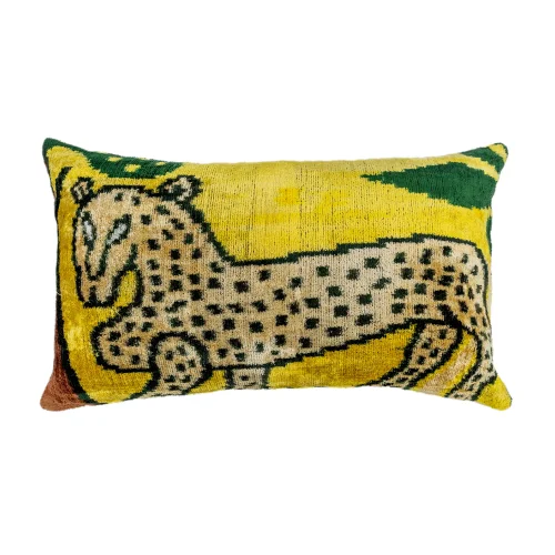 Soho Antiq - Linnae Handmade Ikat Leopard Figured Velvet Pillow