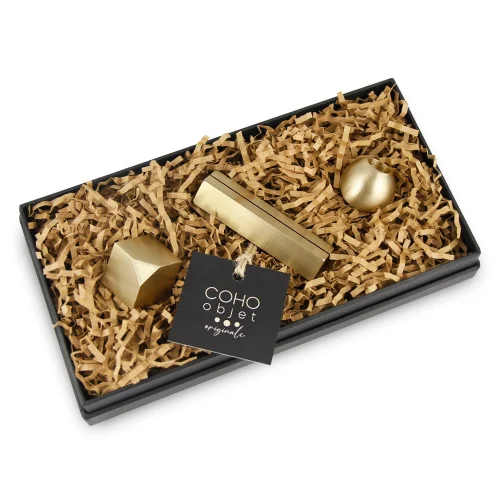 Coho Objet	 - Box Lux Brass Desktop Organizer Office Gift Set