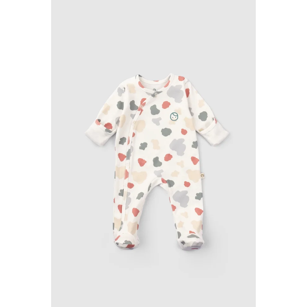 Little Gusto - Born To Be Gusto 2 Piece Organic Cotton Jumpsuit Set With Self-gloved Booties