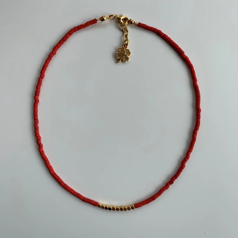  Byebruketenci - Afghan Bead Gold Detailed Necklace