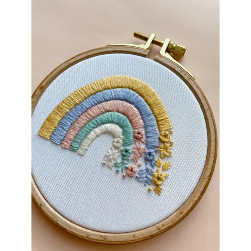 Granny's Hoop - Rainbow Embroidery Hoop Art