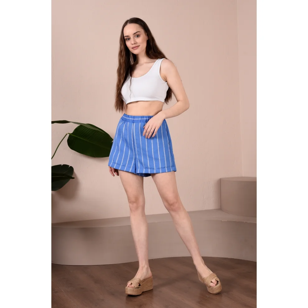 Pinuts - Woven Striped Linen Blend Shorts